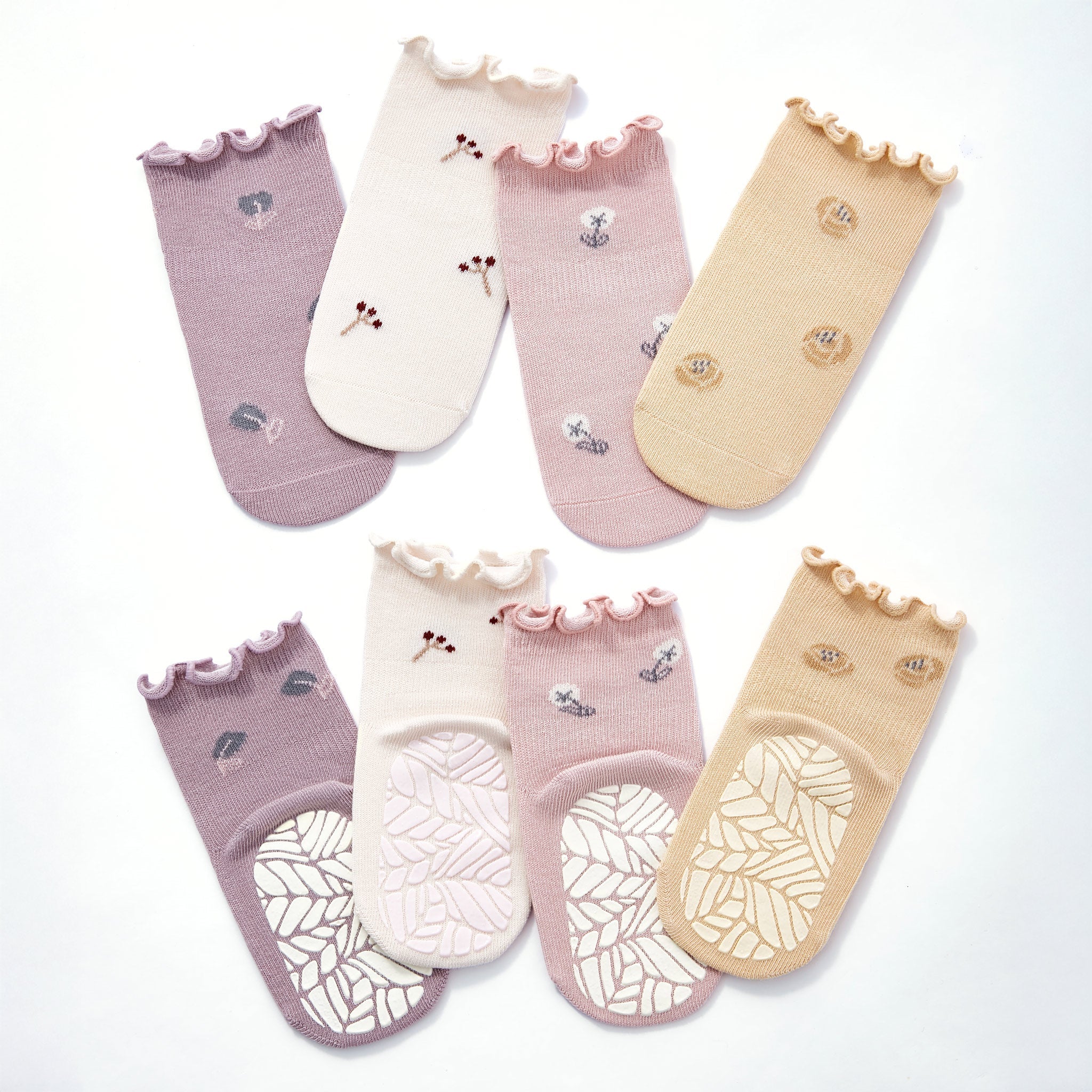 Little Wonder Things- Organic- 4 Pairs of Stay-On Baby & Toddler Non-Slip Socks