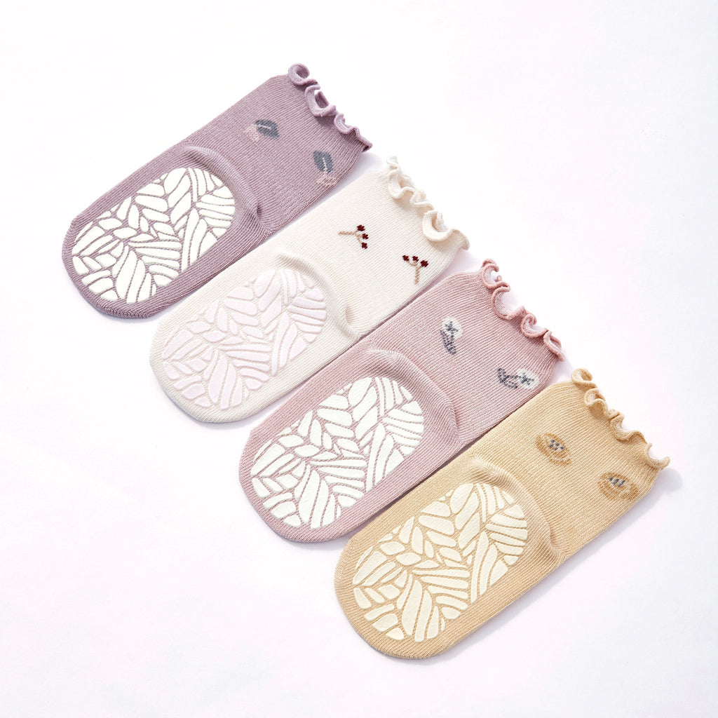 Little Wonder Things- Organic- 4 Pairs of Stay-On Baby & Toddler Non-Slip Socks