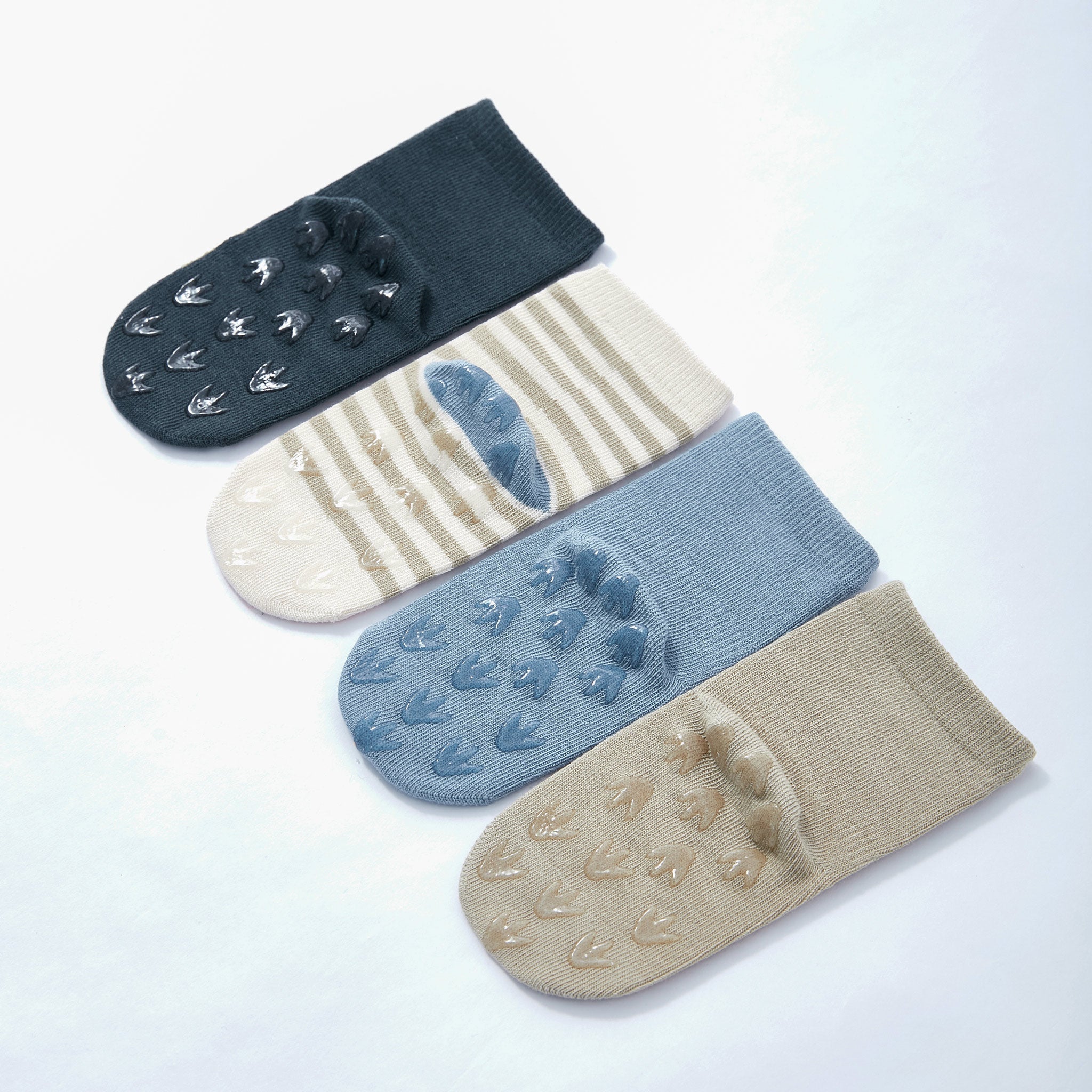 Dinosaur- Organic- 4 Pairs of Stay-On Baby & Toddler Non-Slip Socks