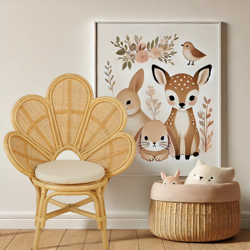 Handmade Rattan Flower Chair for Kids – Blossom Bloom Rattan Chair – Handwoven Flower Chair for Kids and Dolls| Boho Nursery & Playroom Furniture