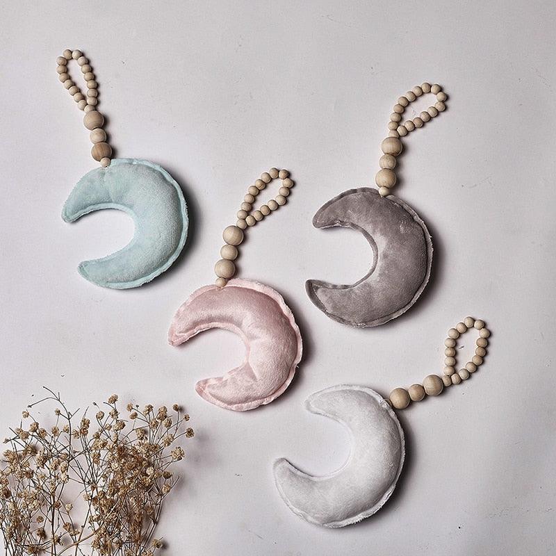 Hanging Nordic Wooden Beads Ornament Double Star Moon Kids Room Decoration Baby Crib Tent Hanging Pendant Wall Decor Photography Props Baby Mobile For Crib Moon and Stars Baby Nursery Ceiling Crib Mobile Kids Room Hanging Decor