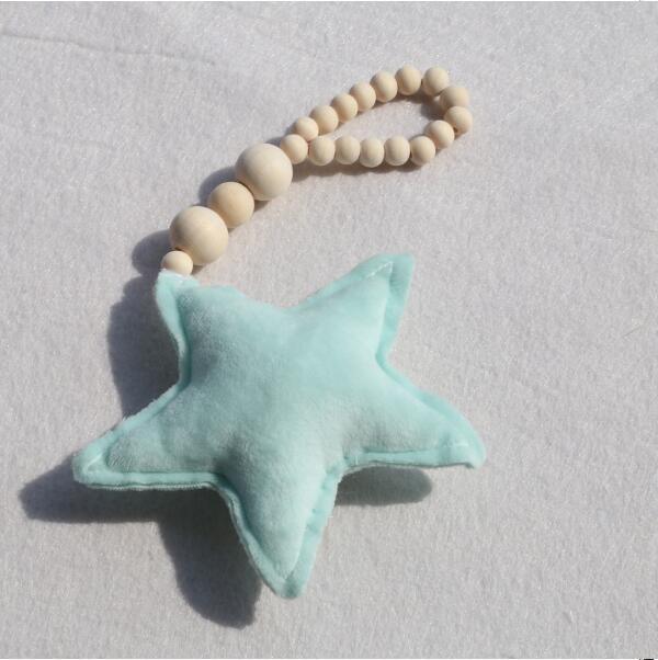Hanging Nordic Wooden Beads Ornament Double Star Moon Kids Room Decoration Baby Crib Tent Hanging Pendant Wall Decor Photography Props Baby Mobile For Crib Moon and Stars Baby Nursery Ceiling Crib Mobile Kids Room Hanging Decor