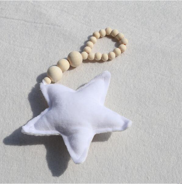 Hanging Nordic Wooden Beads Ornament Double Star Moon Kids Room Decoration Baby Crib Tent Hanging Pendant Wall Decor Photography Props Baby Mobile For Crib Moon and Stars Baby Nursery Ceiling Crib Mobile Kids Room Hanging Decor