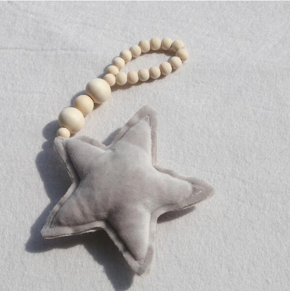 Hanging Nordic Wooden Beads Ornament Double Star Moon Kids Room Decoration Baby Crib Tent Hanging Pendant Wall Decor Photography Props Baby Mobile For Crib Moon and Stars Baby Nursery Ceiling Crib Mobile Kids Room Hanging Decor