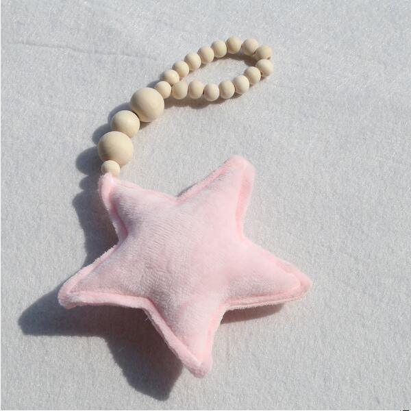 Hanging Nordic Wooden Beads Ornament Double Star Moon Kids Room Decoration Baby Crib Tent Hanging Pendant Wall Decor Photography Props Baby Mobile For Crib Moon and Stars Baby Nursery Ceiling Crib Mobile Kids Room Hanging Decor