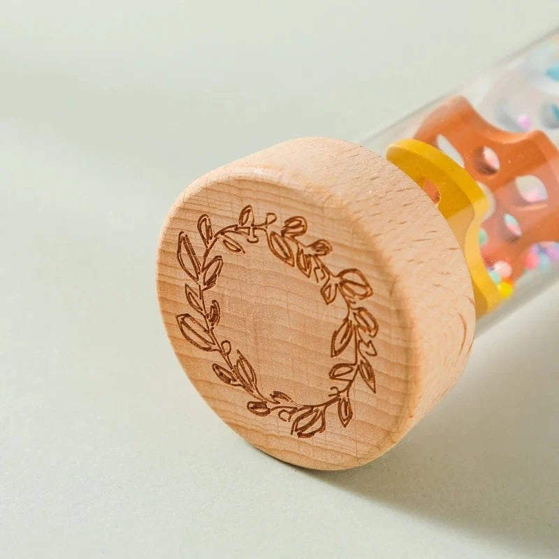 Colorful Wooden Rain Stick Rattle | Montessori Sensory Toy for Babies
