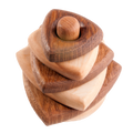 Wooden stacking toy in triangle shape from 2 types of wood