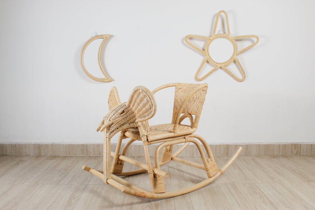 Rattan Star Wall Mirror – Boho & Space Kids Room Decor - Celestial Theme - Universe theme kids room