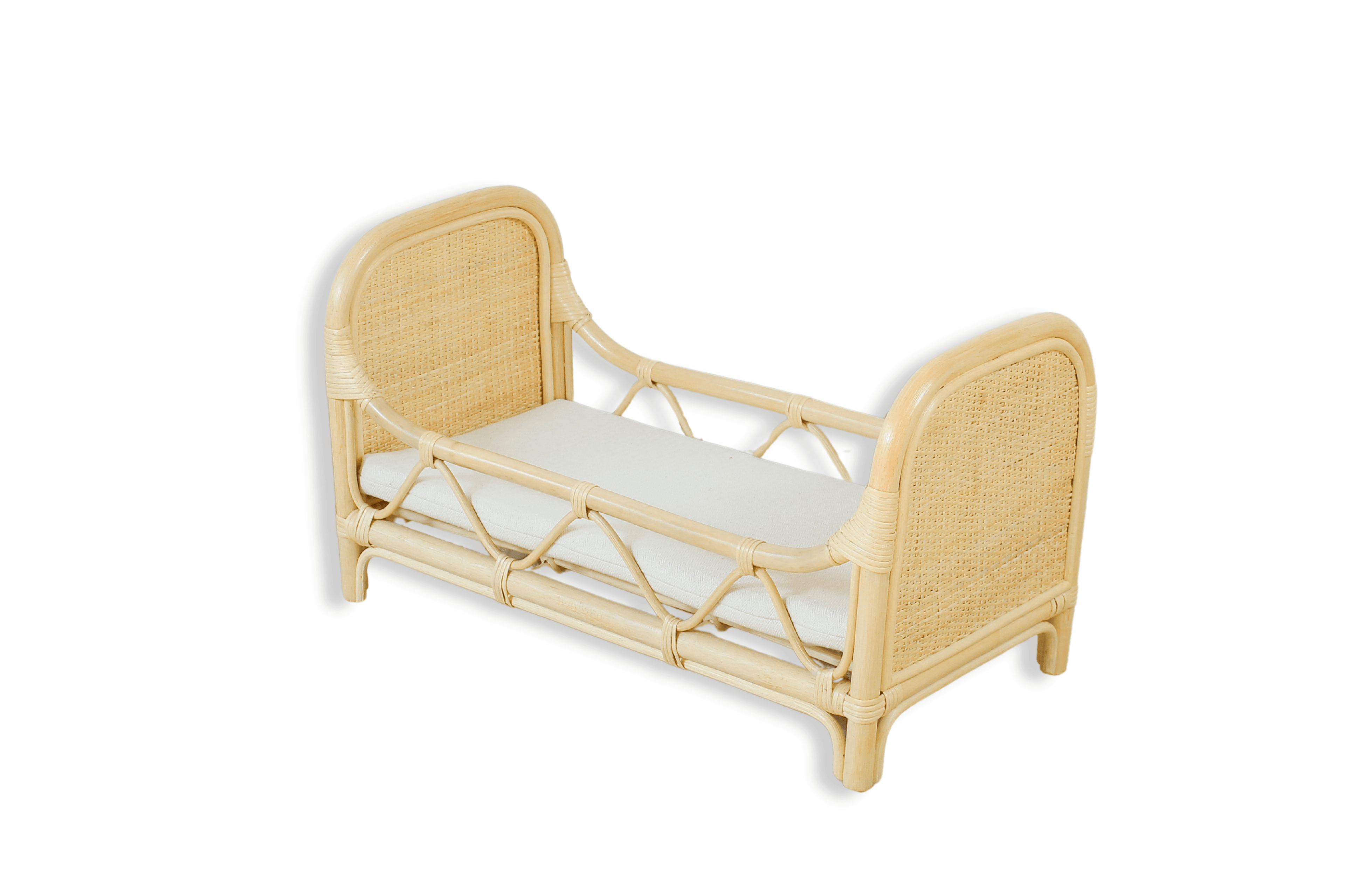 Rattan Doll Bed – Boho Montessori Doll Furniture for Imaginative Play