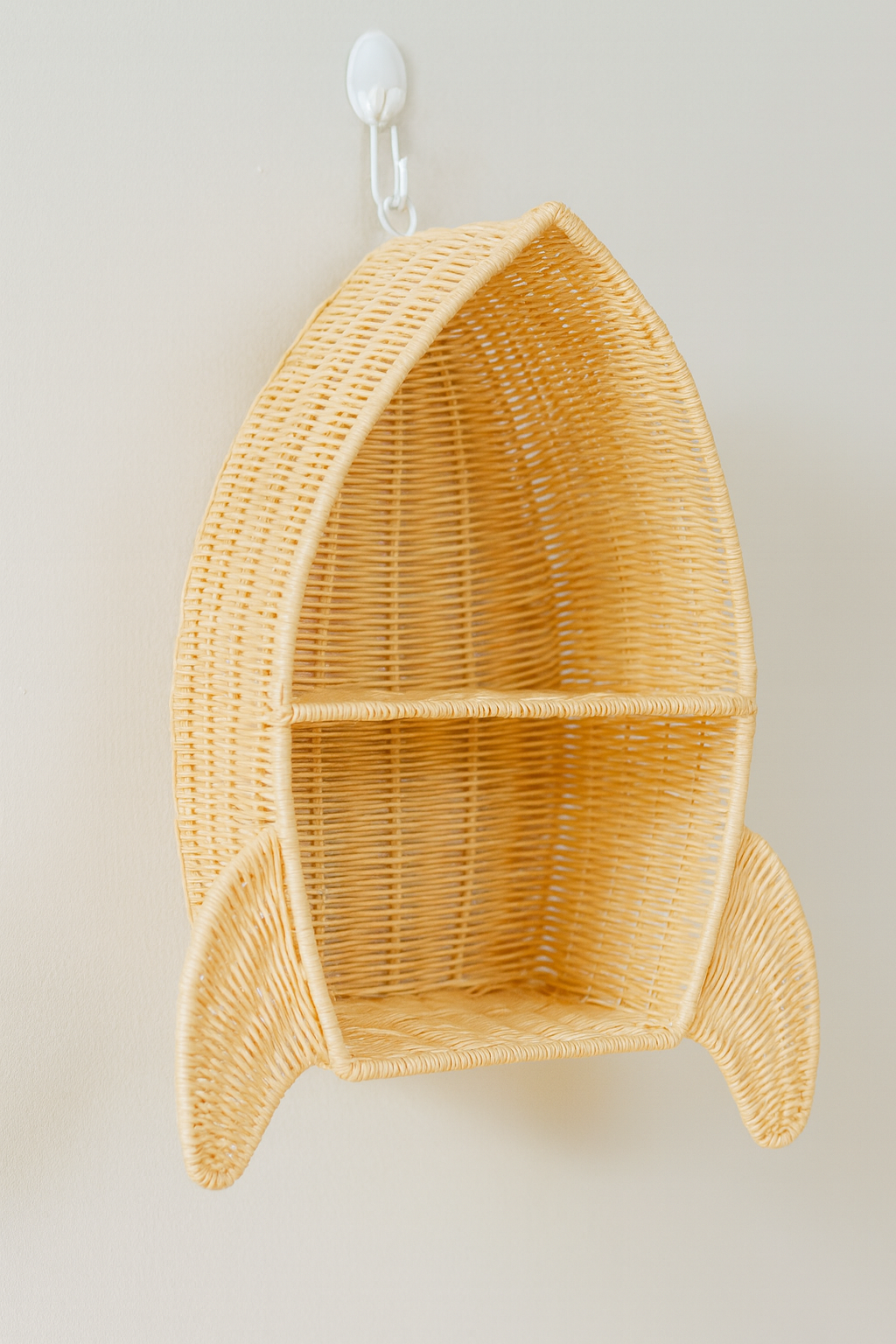 Rattan Rocket Ship Wall Shelf – Space Theme Kids Room & Nursery Décor