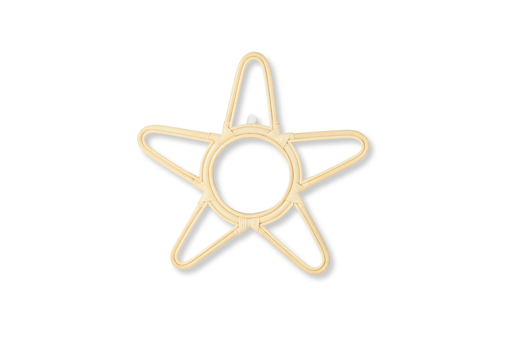 Rattan Star Wall Mirror – Boho & Space Kids Room Decor - Celestial Theme - Universe theme kids room