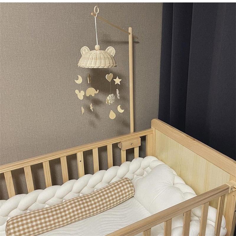 Wind Chime With Wooden Pendant Kids Room Decoration Wall Hanging Ornaments Clouds and Stars Sooth Pendant Toy  Nursery Decoration Gift for Newborn Boys and Girls