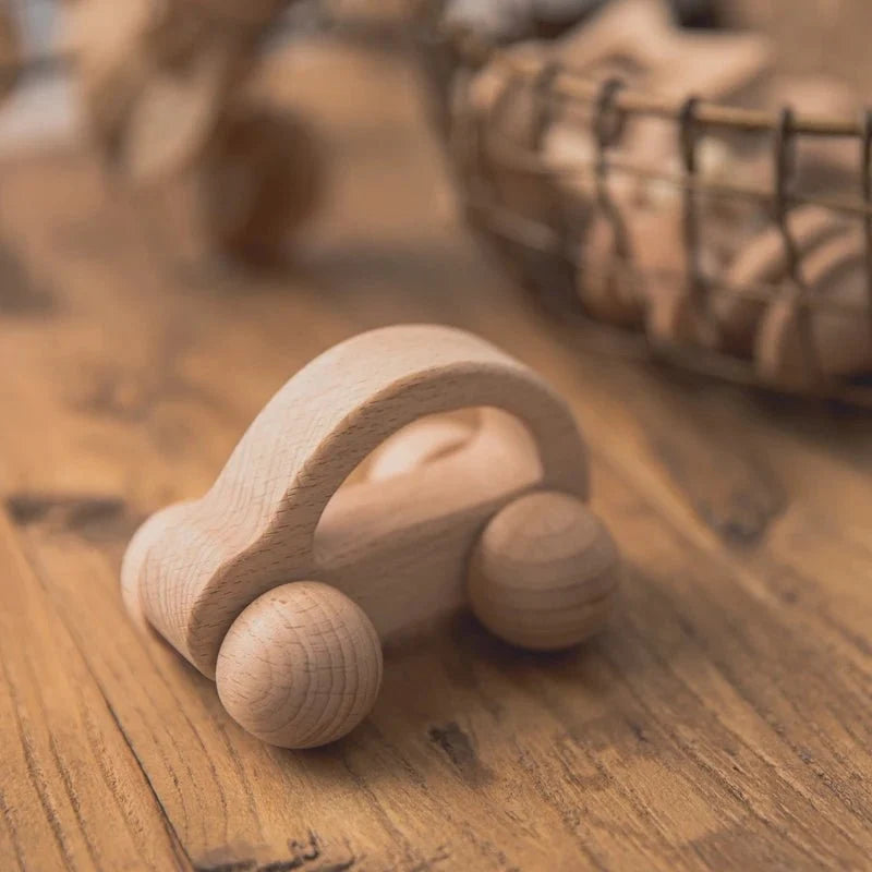 Wooden Baby Rattles Set | Beech Wood Teether and Musical Montessori Toy for Infants